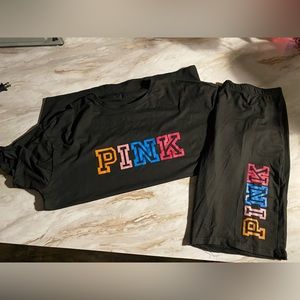 PINK Shirt & Biker Short Set
